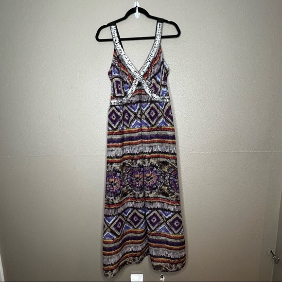 NEW Cassee's Womens Multicolor Boho Dress Silver Sequins Plus Size 1X - Picture 1 of 11